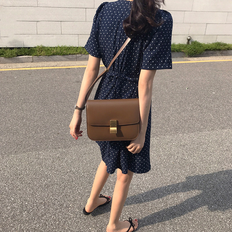 Waist Slimming Temperament Polka Dot Floral Dress