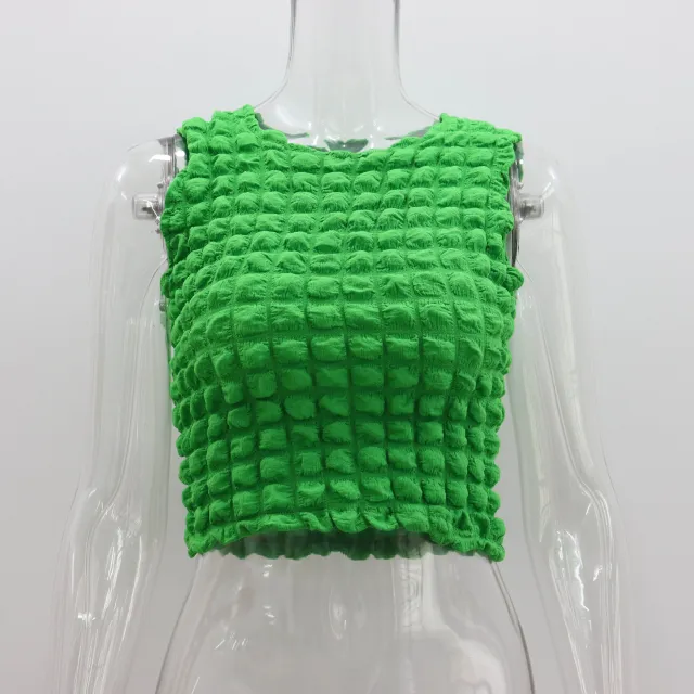 Women's Round Neck Sweet Temperament Slim Vest Green - Shop at LoveMi