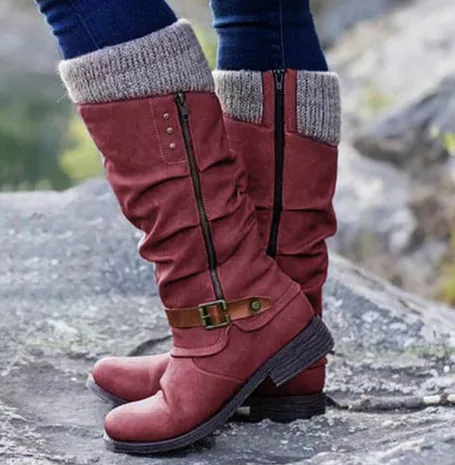 Knight Boots Autumn And Winter Women's Boots High Tube Plus Size Red - Shop at LoveMi