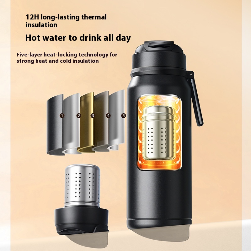 Magnetic Elastic Tea Cup Tea Water Separation Outdoor Large Capacity 316 Stainless Steel Vacuum Cup