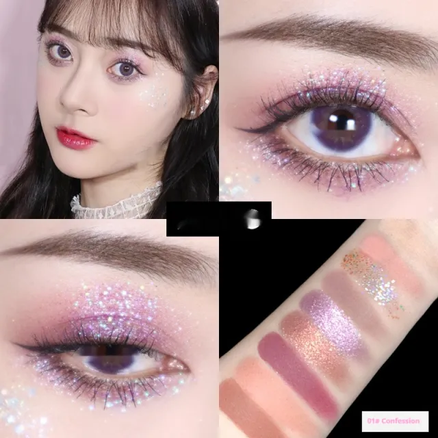 Nine Colors Matte Shimmer Sequins Earth Color Thin And Glittering Eye Shadow Plate 10G - Shop at LoveMi