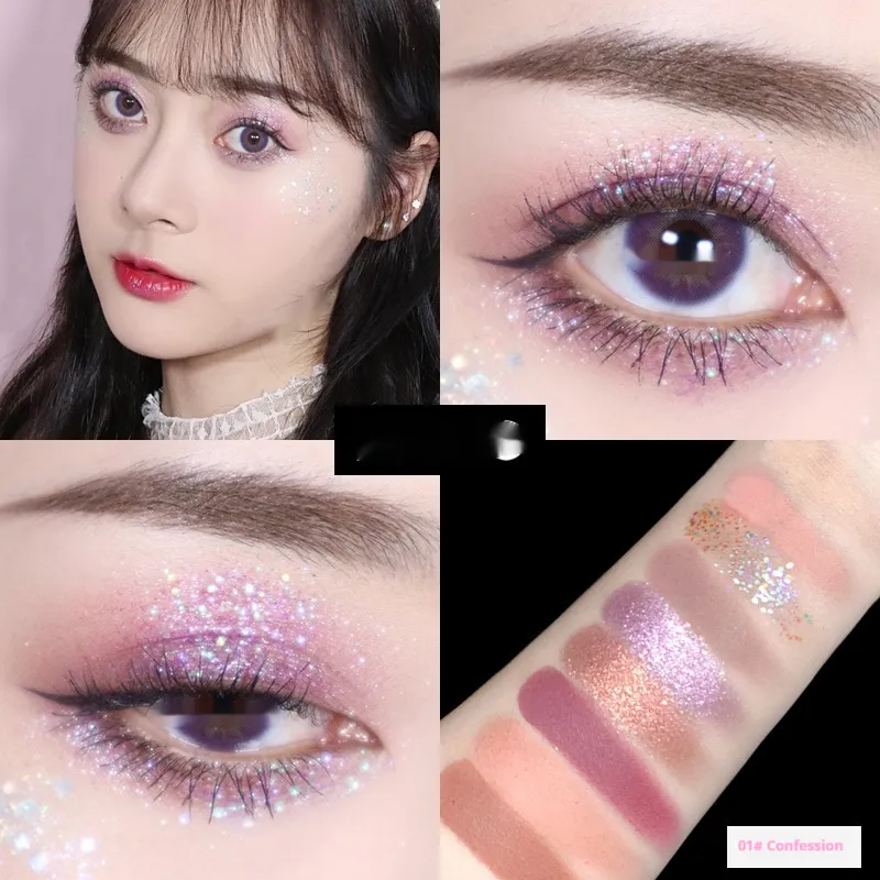 Nine Colors Matte Shimmer Sequins Earth Color Thin And Glittering Eye Shadow Plate - 10G