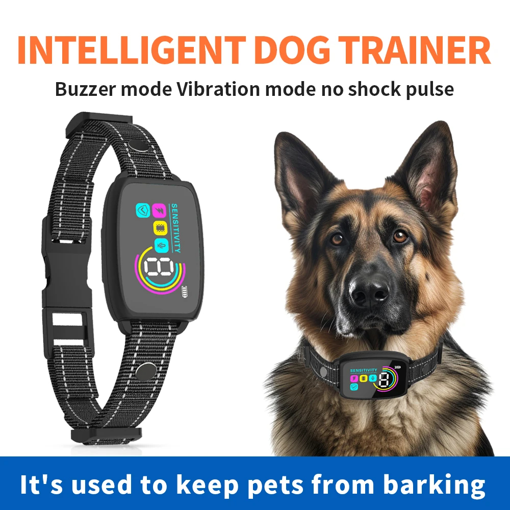 Smart Automatic Anti Barking Dog Collar Rechargeable Bark Stopper Stop Barking HD Digital Display IP67 Waterproof Collar For Dogs Pet Products CJdropshipping