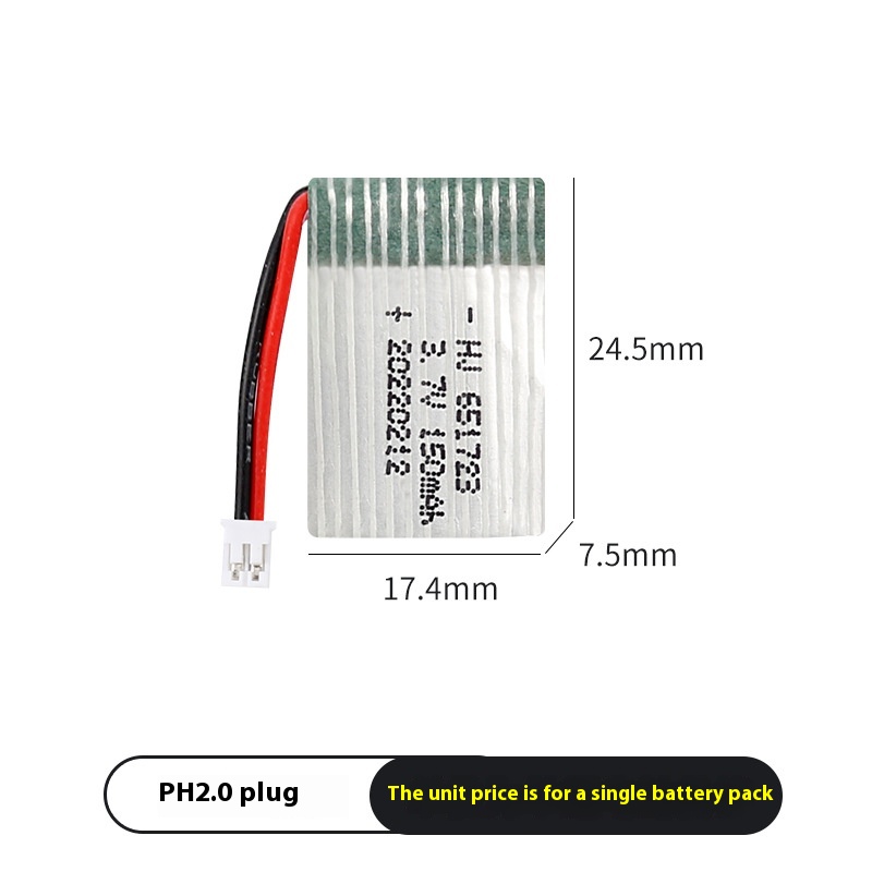 H36 UAV 651723 Model Airplane Battery PH Plug 250to300 Times 150mAh