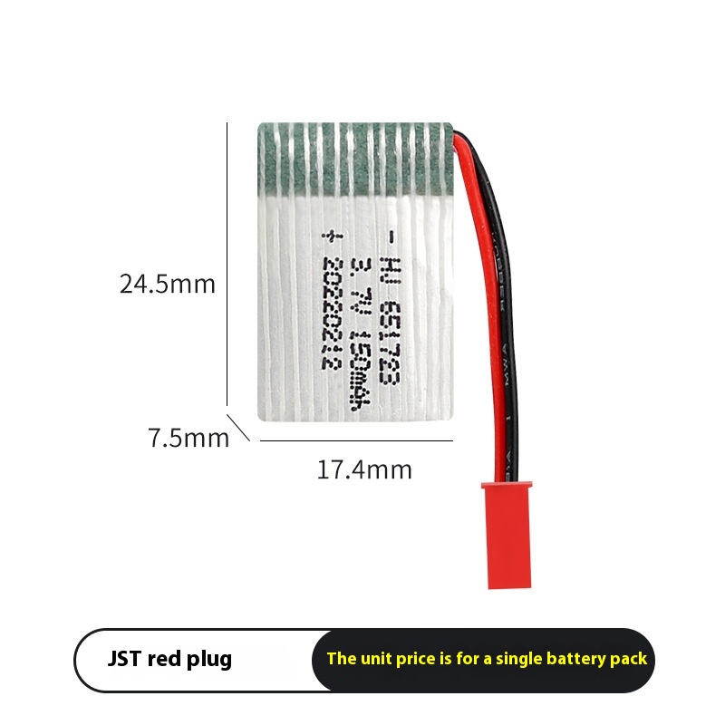 H36 UAV 651723 Model Airplane Battery JST Red Plug 250to300 Times 150mAh