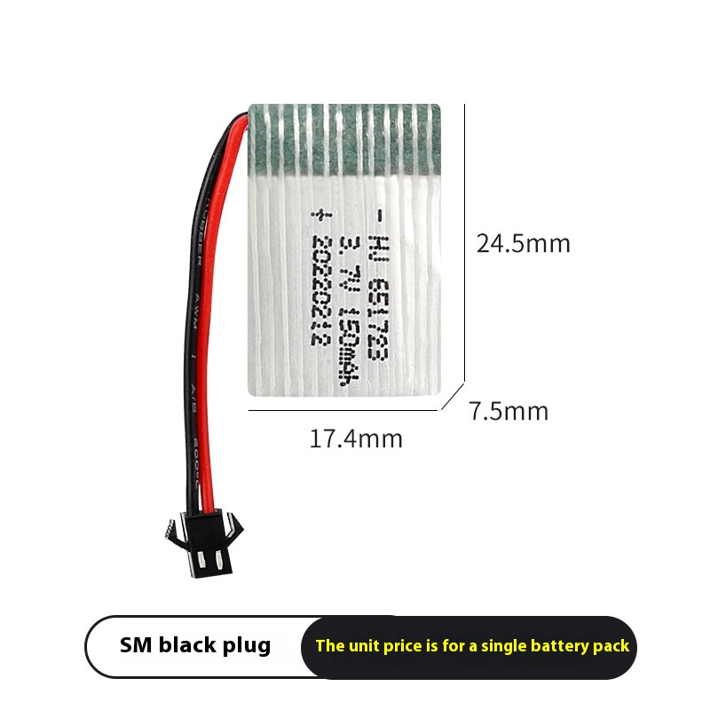 H36 UAV 651723 Model Airplane Battery SM Black Plug 250to300 Times 150mAh