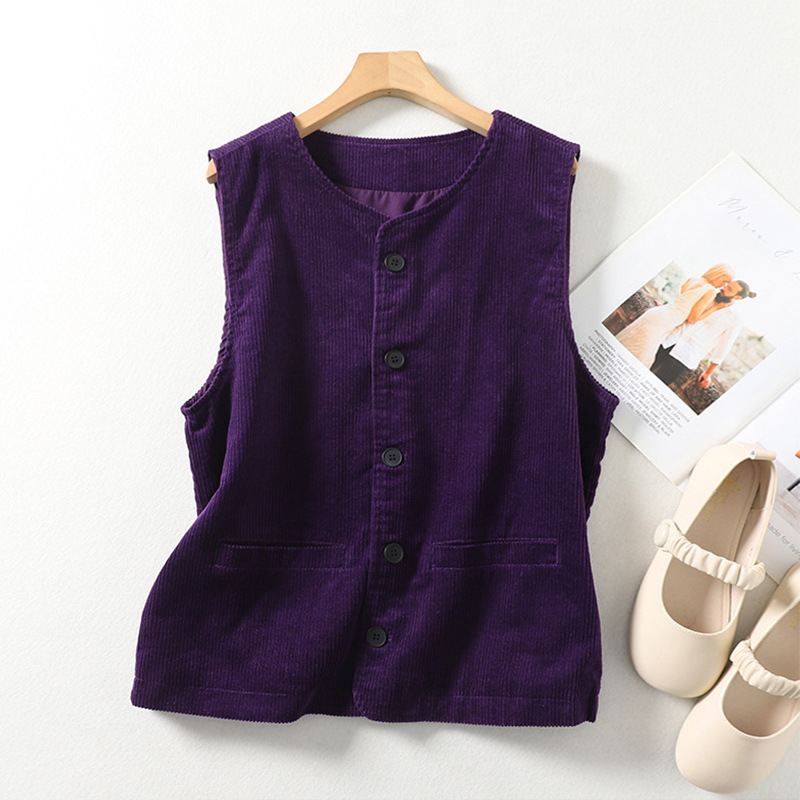 Women's Solid Color Breasted Waistcoat Top