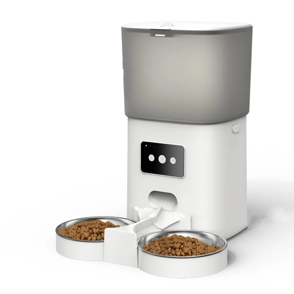 Automatic Pet Feeder 6-liter WiFi Version Smart Adjustable Dual - White