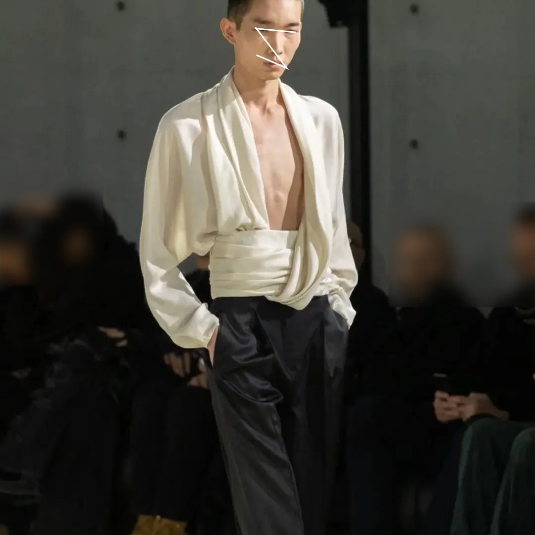 French Drape Low-cut Cinched Pleated Long Sleeve
