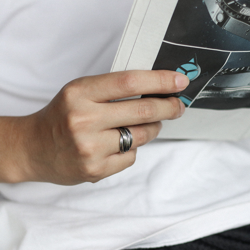 Flow Ring Men's Trendy Unique Imitation Thai Silver