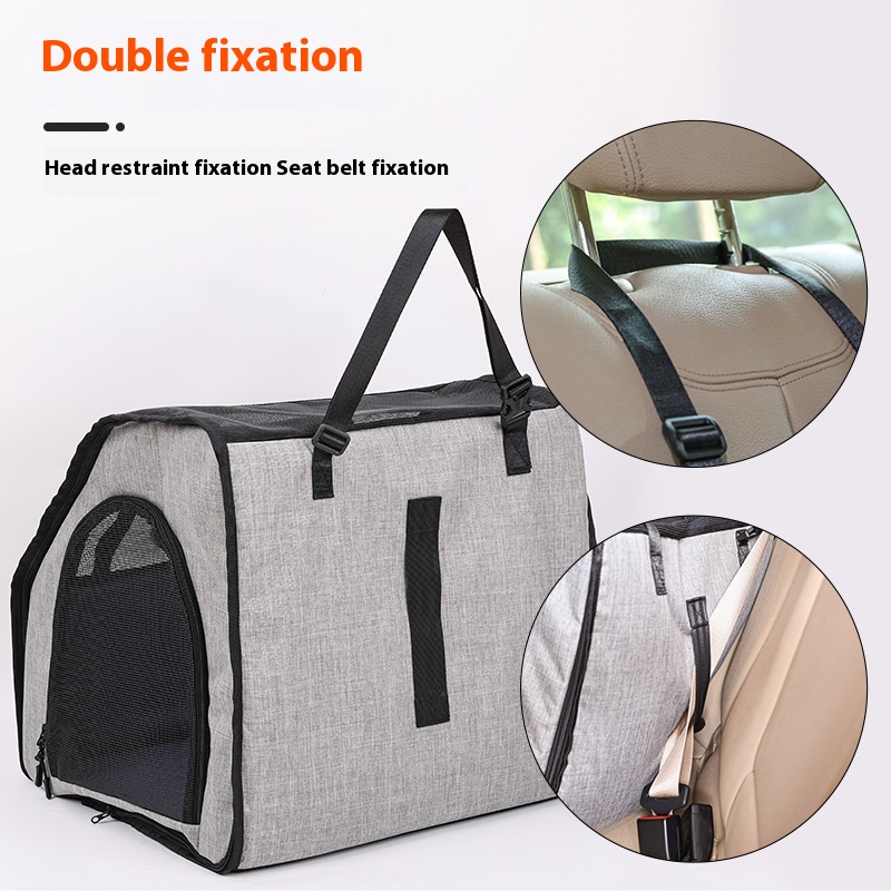 Foldable waterproof car pet cage. Overview: The PVC pipe is waterproof and rust-proof, sturdy and durable, not easy to break. Premium Seat Belt Harness: Our seat belt harness can let your pet stay in the seat. Adjustable chuck fixing strap makes the dog s