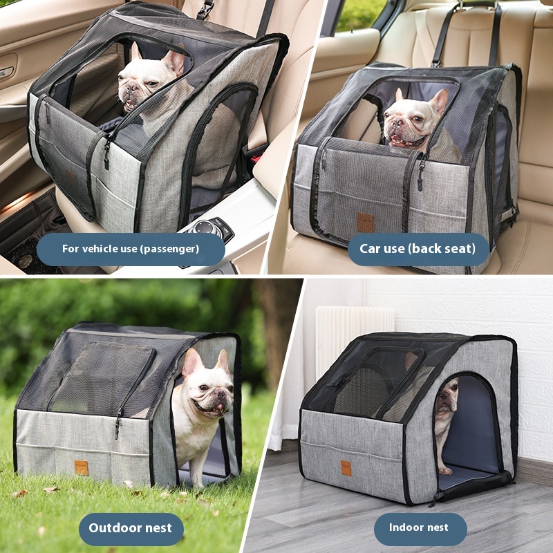 Foldable waterproof car pet cage. Overview: The PVC pipe is waterproof and rust-proof, sturdy and durable, not easy to break. Premium Seat Belt Harness: Our seat belt harness can let your pet stay in the seat. Adjustable chuck fixing strap makes the dog s