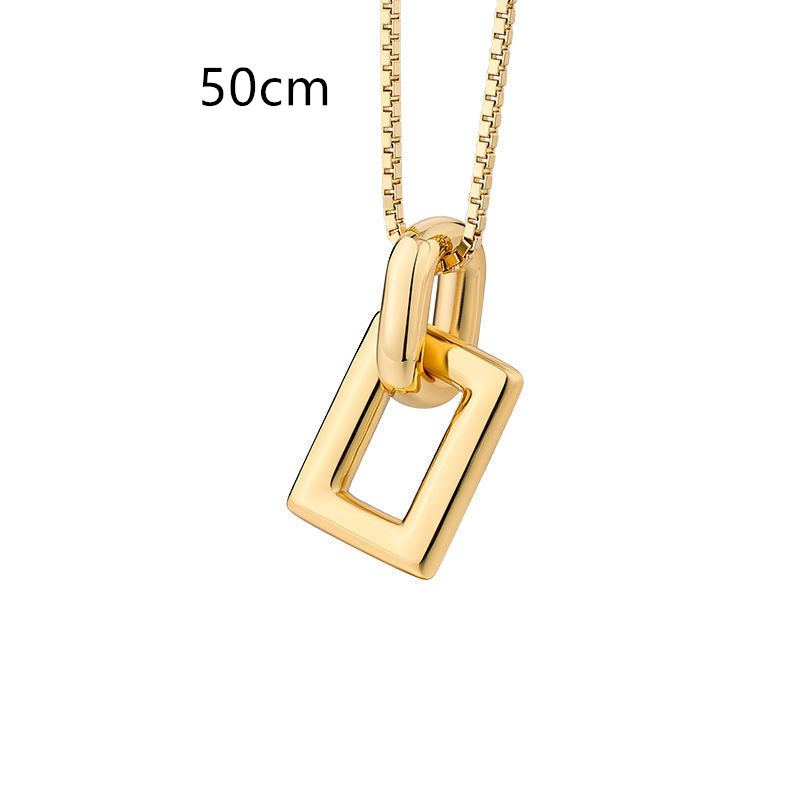 Small Square Buckle Necklace Female Geometric Shape