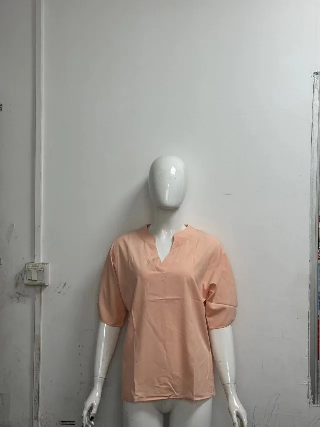 Summer Short sleeved Chiffon Shirt New V neck Shirt Women's Casual Versatile Clothing Pinkb - Shop at LoveMi