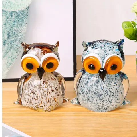 Creative and Cute Colored Glass Owl Home Ornaments
