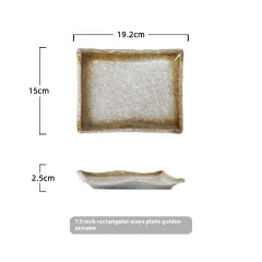 Rectangular Plate Sushi Plate Creative Western Food Dessert Tableware - 7.5Inch Golden Autumn - View 1