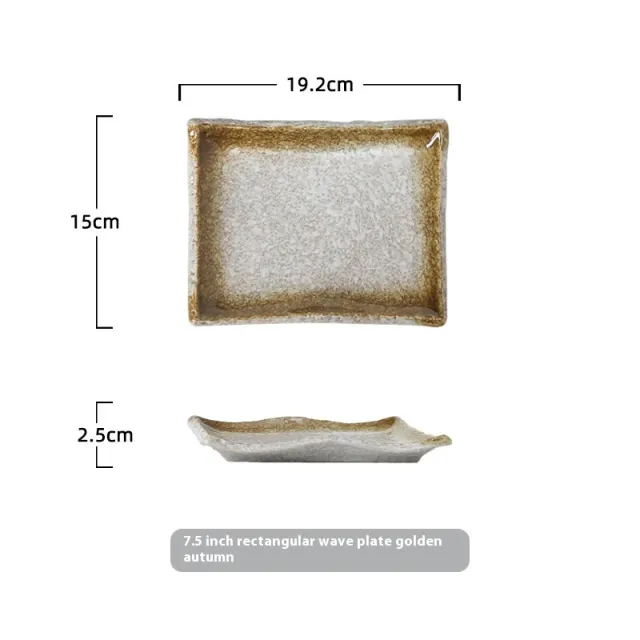 Rectangular Plate Sushi Plate Creative Western Food Dessert Tableware 7.5Inch Golden Autumn - Shop at LoveMi