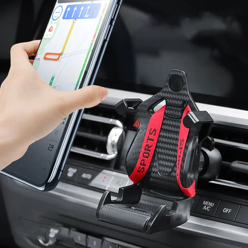 Racing Seat Shape Car Phone Holder Auto Air Vent Mobile Phone Clip 360 Degree Rotatable Car Cellphone Rack For Car Interior – image 2