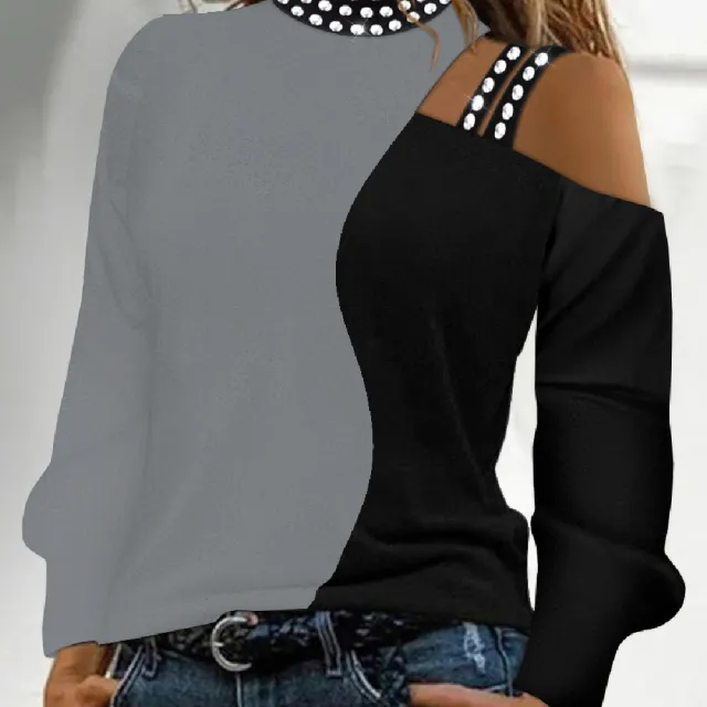 Women's Long Sleeve Loose Crew Neck Casual Bronzing T shirt Hbl235A Ga Xxl - Shop at LoveMi