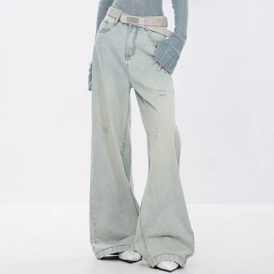 Women's American-style Retro Fashion And Personalized Jeans - Blue