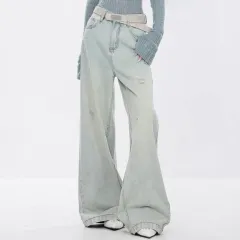 Women's American-style Retro Fashion And Personalized Jeans - Blue - View 1