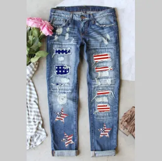 Summer Street Hipster Denim With Hole Trousers - Star Bar-L