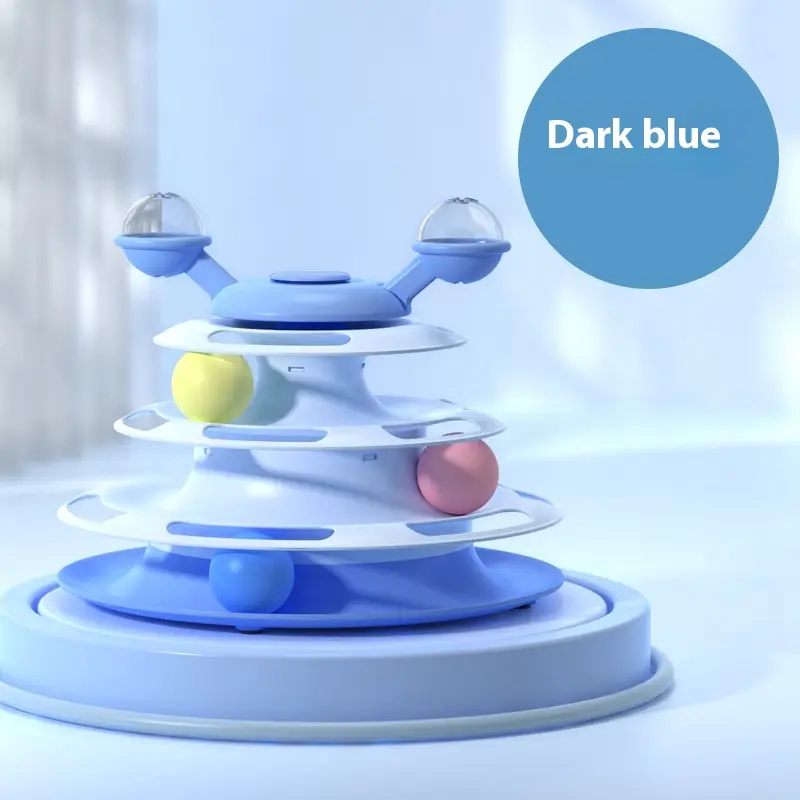 4 Levels Cat Toy Tower Turntable Roller Balls Toys Interactive Intelligence Pets