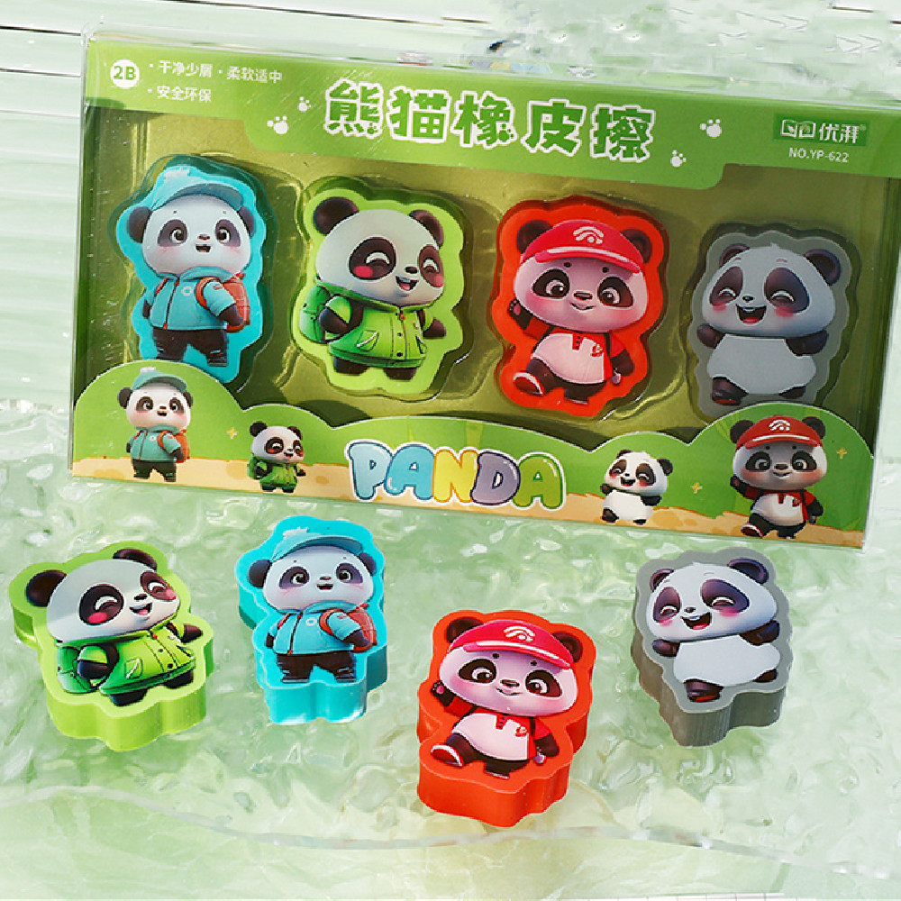 Cartoon Panda Flower Shape Eraser