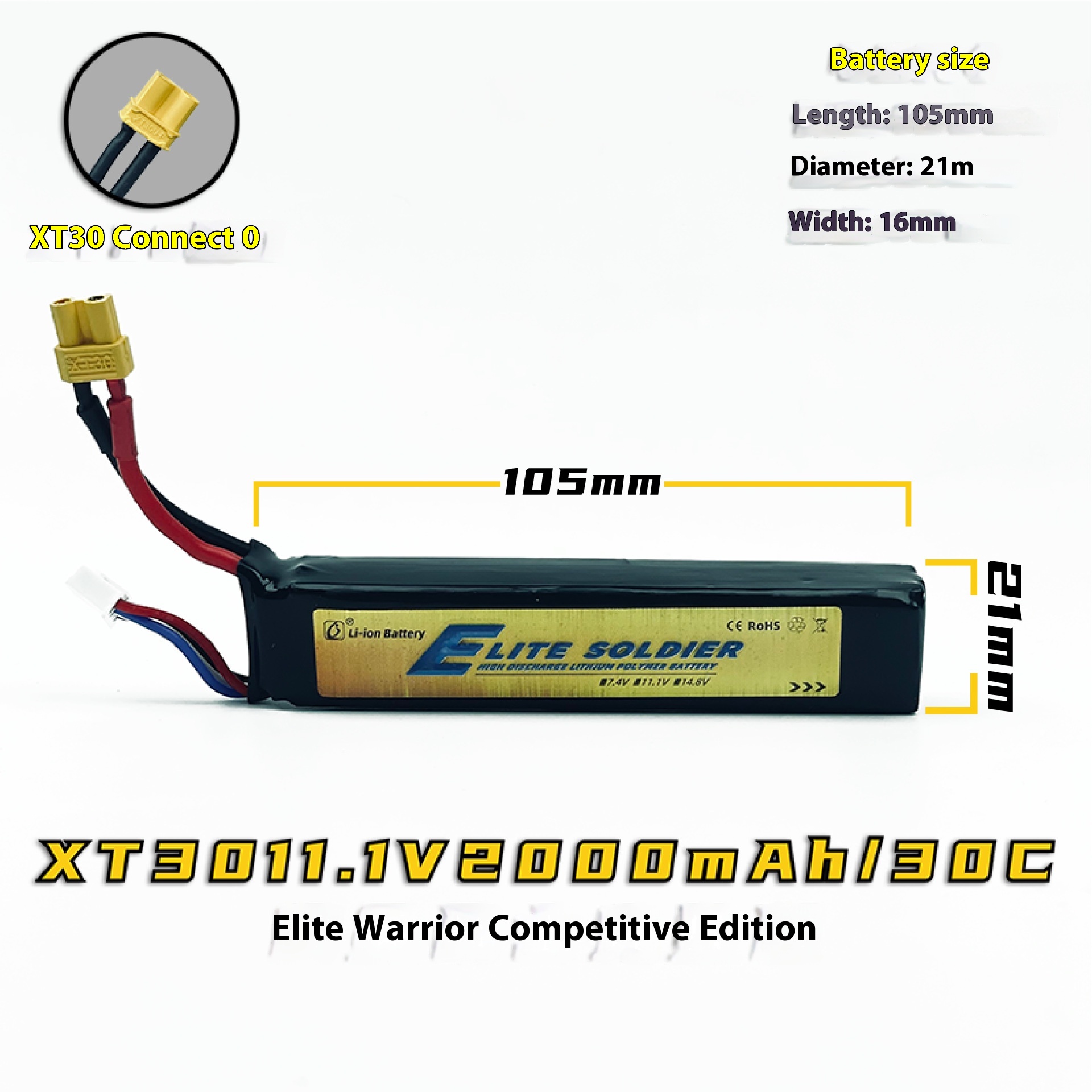 11.1v Elite XT30 2000mAh30C