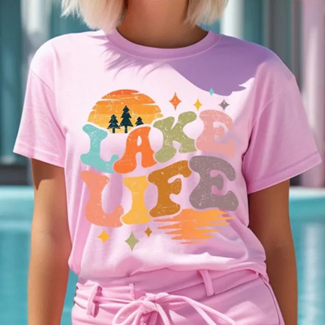 Women's Drop Shoulder Cotton Crew Neck T shirt Pink - Shop at LoveMi