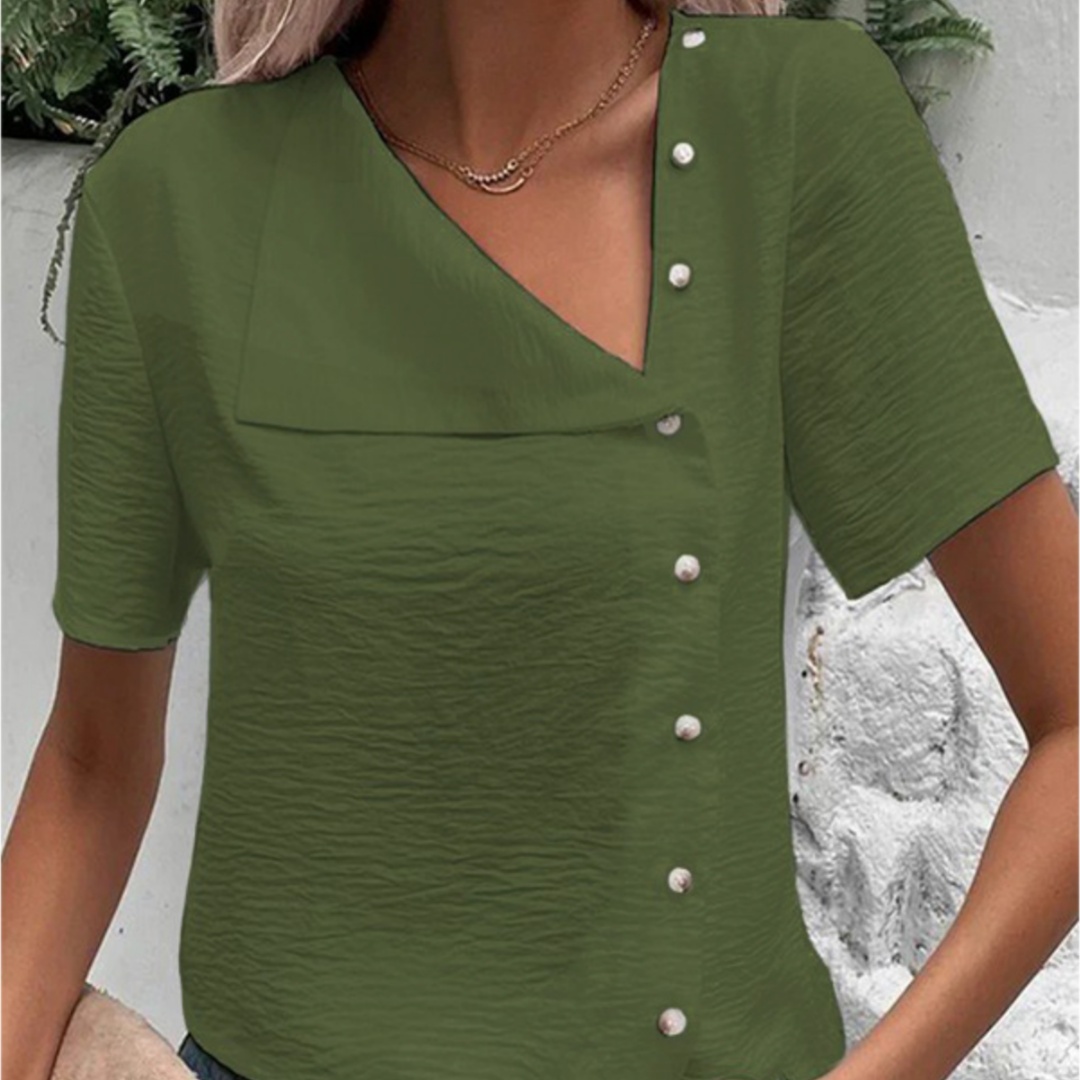 Women's Retro Commuter Cotton And Linen Short Sleeve Shirt