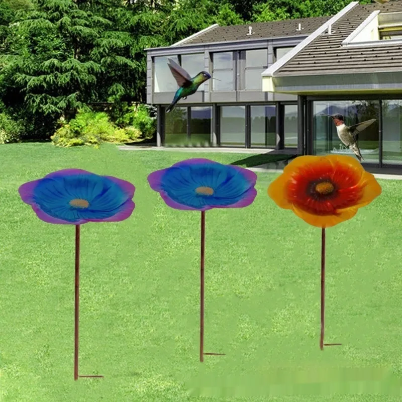 Ground Metal Flower with Sheep Hook Bird Feeder