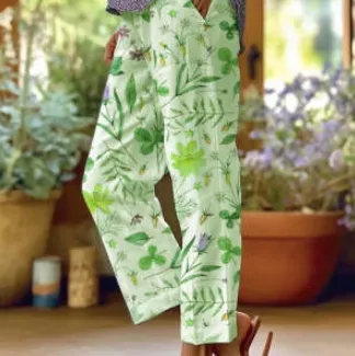 3D Digital Printing High Waist Drawstring Baggy Pants Women Green - Shop at LoveMi
