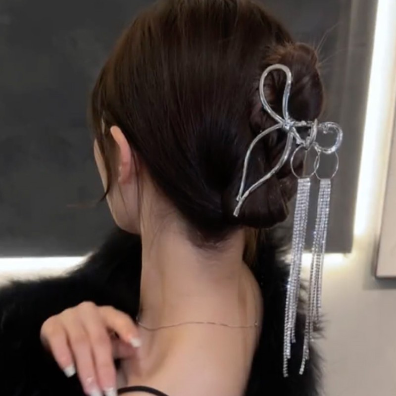 Fashion Tassel Bow Claw Clip Women