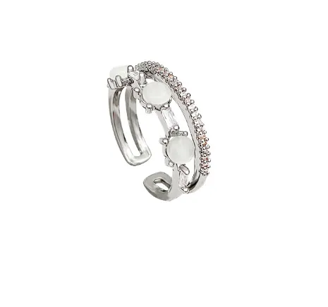Retro Niche Zircon Female Pearl Ring
