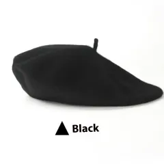 Women's Wool Beret Vintage British Knitted Painter Cap Warm Hat - Black - View 1