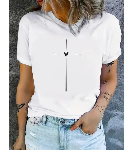 Women's 3D Digital Printing Casual Round Neck Short Sleeves Zbts069 - Shop at LoveMi