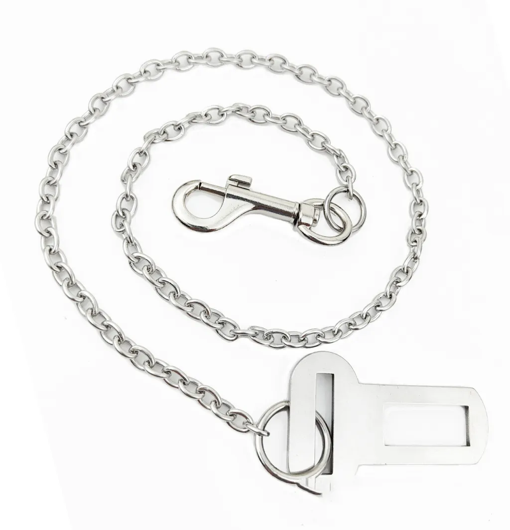 Stainless Steel Small Chain Puppy Car Safety Rope - Steel Color Cross Chain