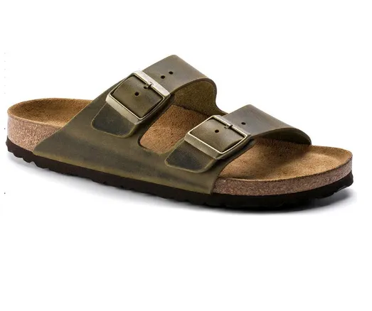 Women's Vintage Cork Flat Boken Sandals Men's One word Sandals Green - Shop at LoveMi