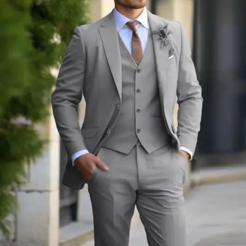 Brand Classic Men Suit 3 Pieces Fashion Slim Fit