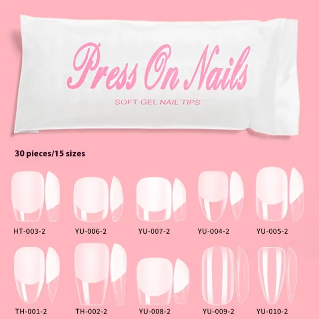 Transparent Semi frosted Nail Tip Full Stickers Light Folding 30 Pieces X10 Pieces Mixed - Shop at LoveMi