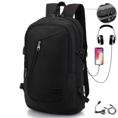 Student Backpack Usb Charging Teenagers - Black - View 1
