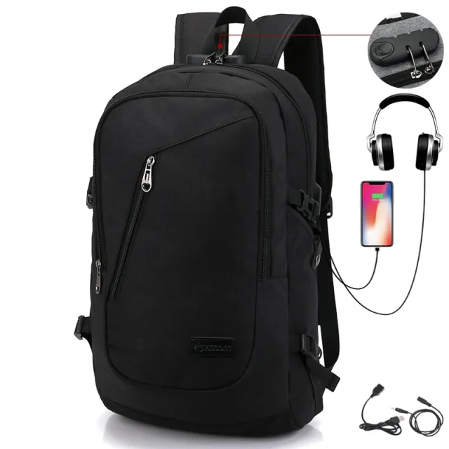 Student Backpack Usb Charging Teenagers Black - Shop at LoveMi