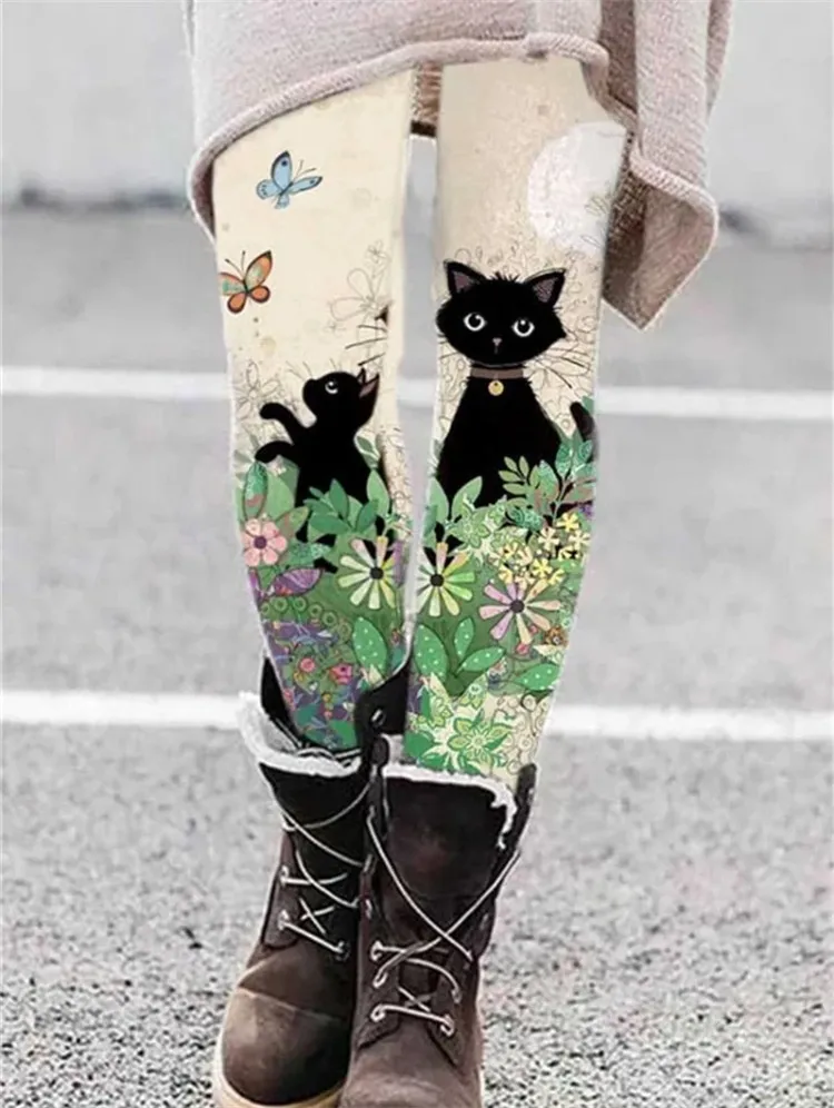 European And American Spring And Autumn New Digital Printing Fashion Leggings Trendy Yoga Pants Tights - X77-3Xl
