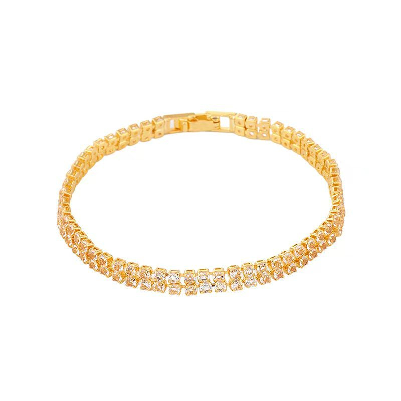 Three-row zircon couple bracelet