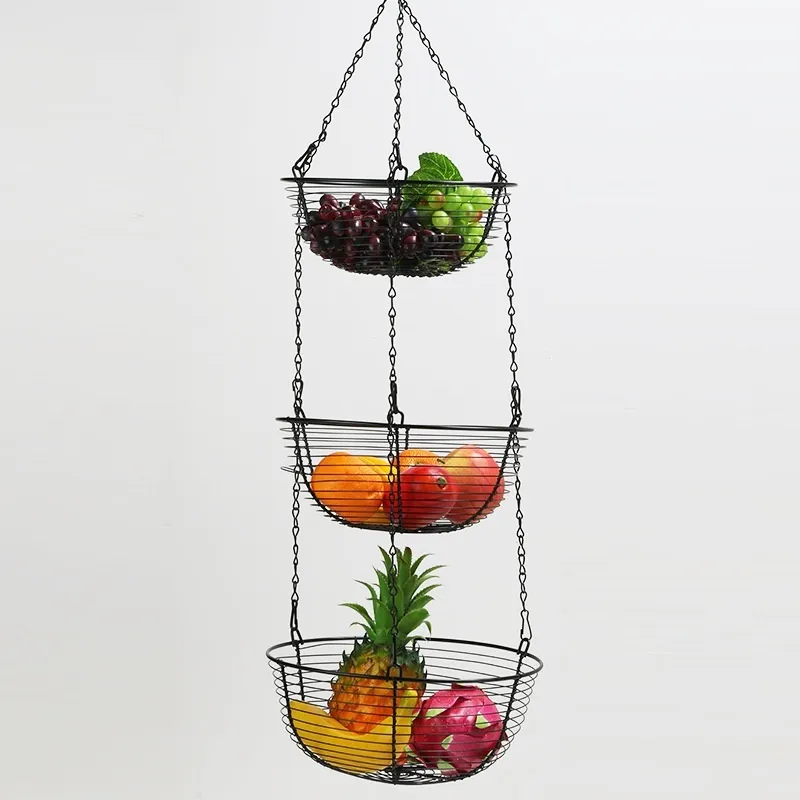 European Iron Fruit Basket Creative Three-layer