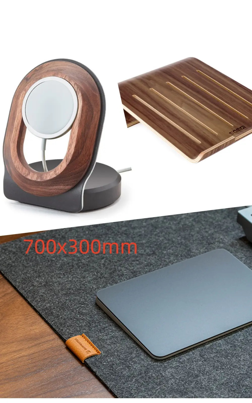 Walnut Magsafe Magnetic Wireless Charging Bracket Mobile Phone Solid Wood Base Wooden