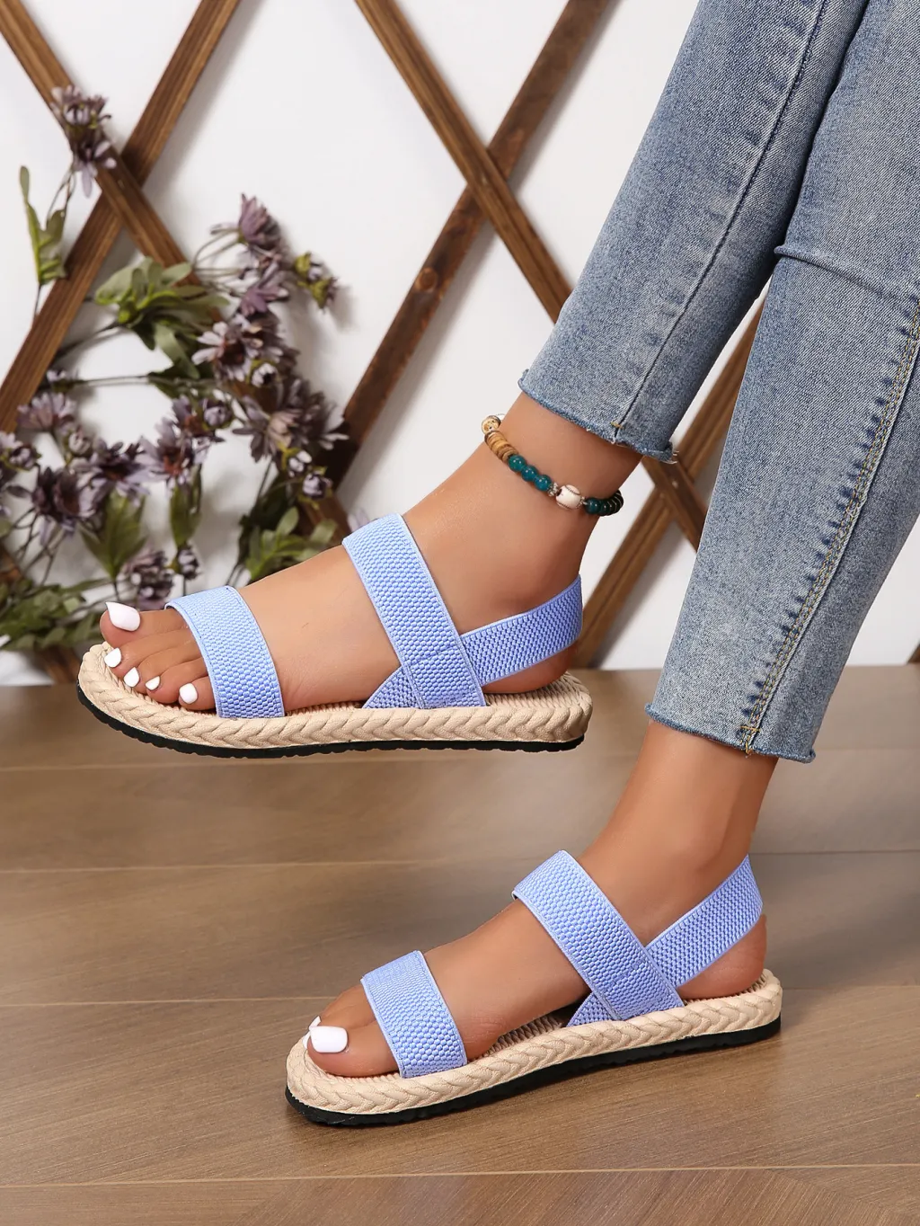 Women's Non-slip Wear-resistant Comfortable Soft Bottom Color Flat Sandals - Blue