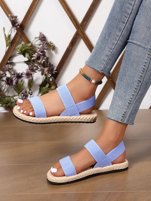Women's Non slip Wear resistant Comfortable Soft Bottom Color Flat Sandals Blue - Shop at LoveMi