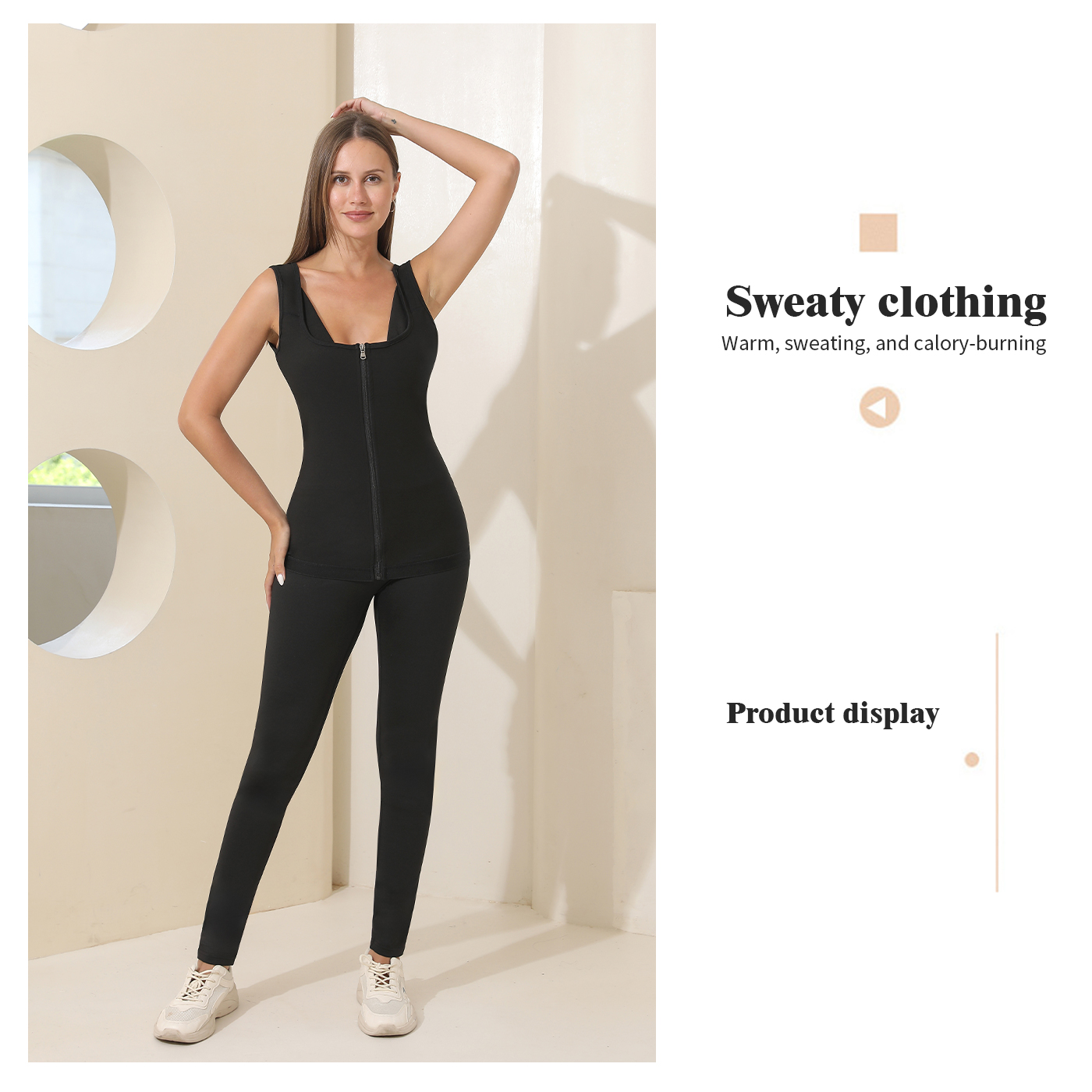 Zip Vest Shapewear Storm Sweatshirt for Women. Product information: Material:Polyester Packing list: Top*1 Product Image: [Image of a Zip Vest Shapewear Storm Sweatshirt for Women made of Polyester]